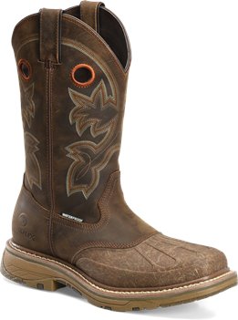 Crazy Horse Brown Leather Double H Boot 13” Workflex Waterproof Roper